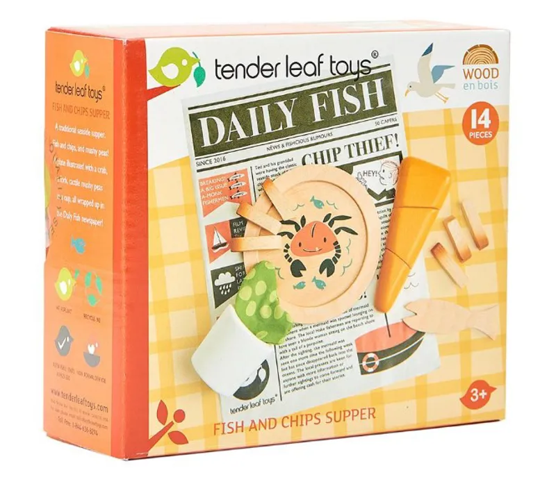 Tenderleaf Wooden Fish and Chips Play Set